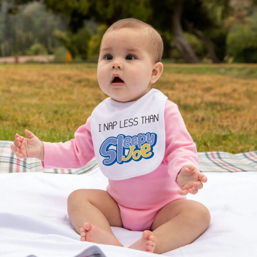 Political Humor Baby Bib - I Nap Less Than Sleepy Joe 