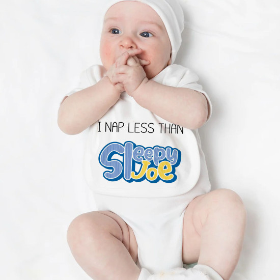 Political Humor Baby Bib - I Nap Less Than Sleepy Joe 