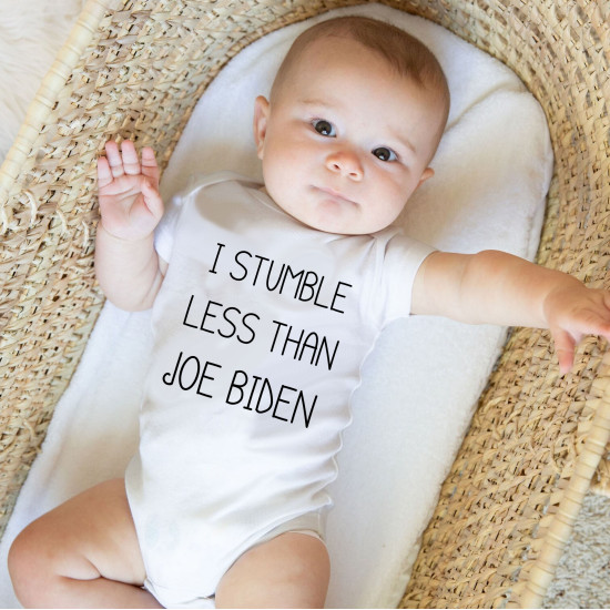 I Stumble Less Than Joe Biden Onesie - Political Humor - Short Sleeve - Organic Cotton - Infant Bodysuit